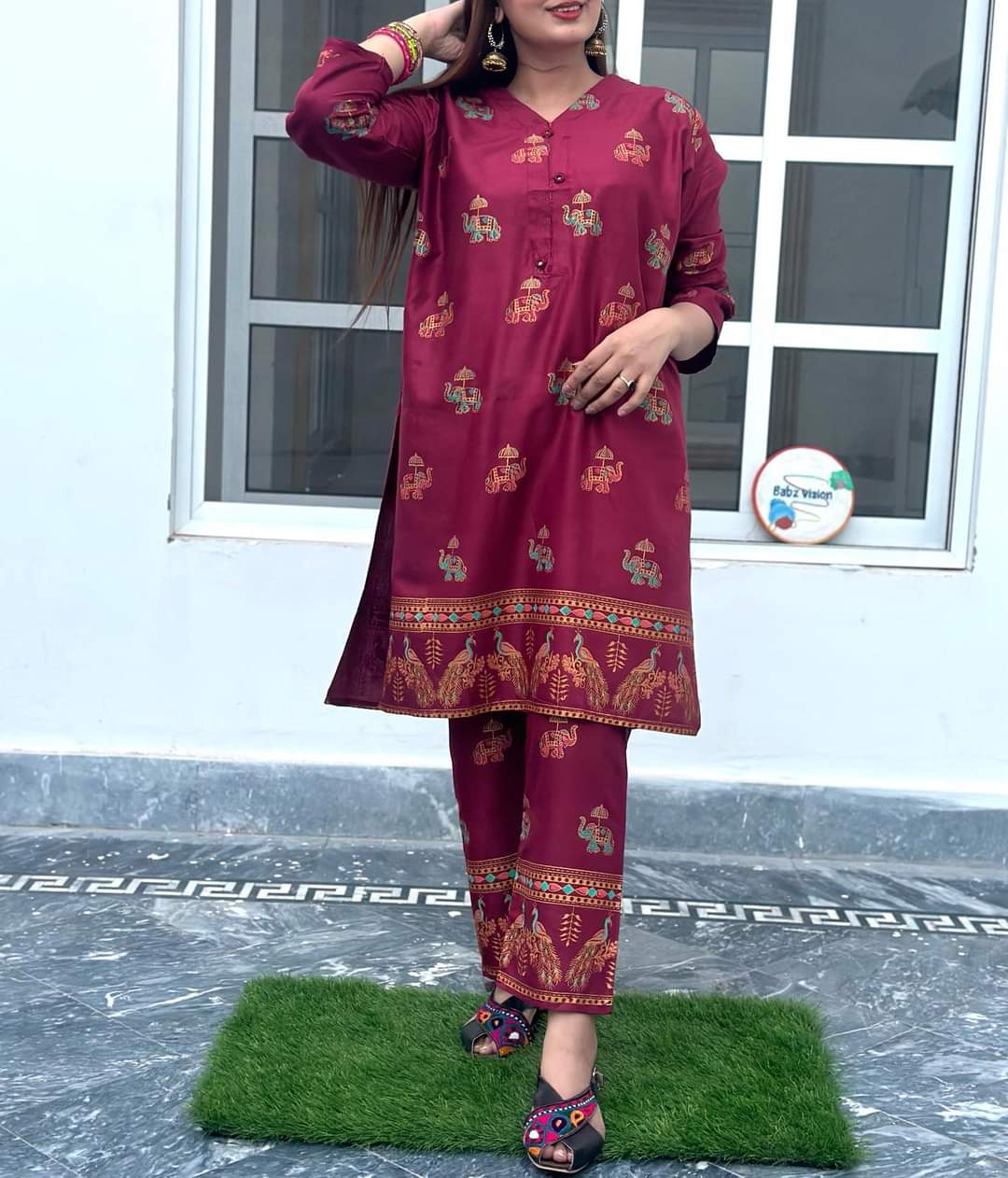 Stylish Collection Stitched Elephant printed 2pc Dress for Women Winter Wear